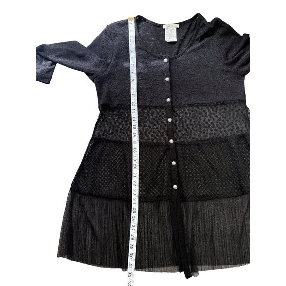 Zoe By Michael Phillips Black Sheer Top Button-Up Cardigan Boho Fairygoth Size M - Picture 6 of 6